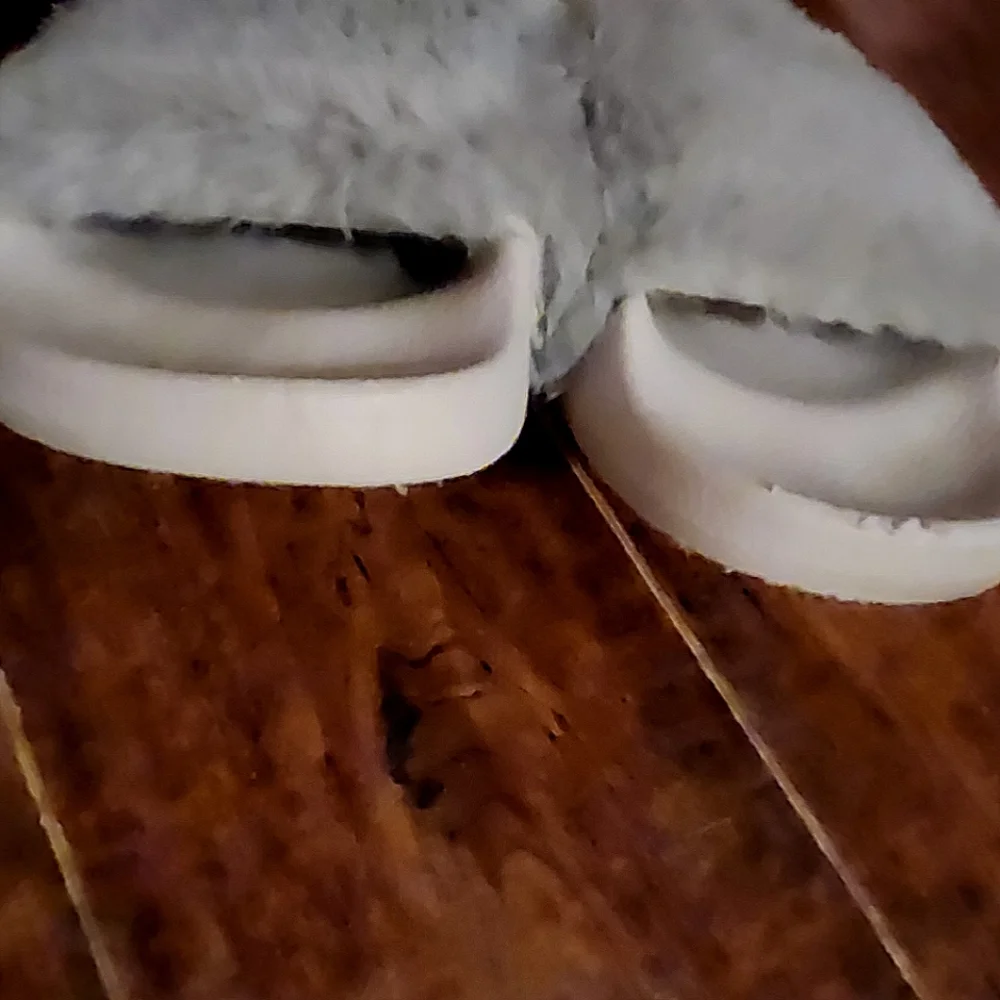 Gray Furry Slide Slippers - Picture 6 of 8